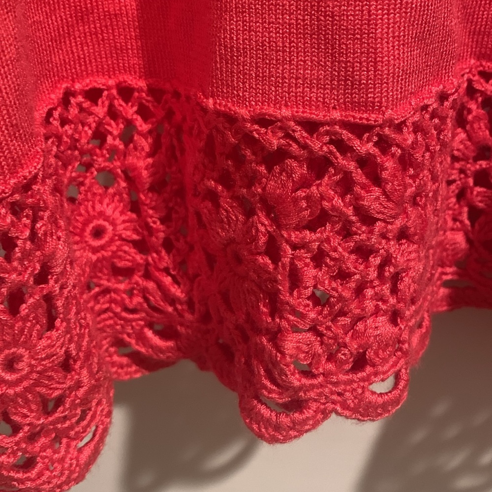 Boston Proper Coral Crochet Accented Lightweight Sweater - Picture 2 of 10